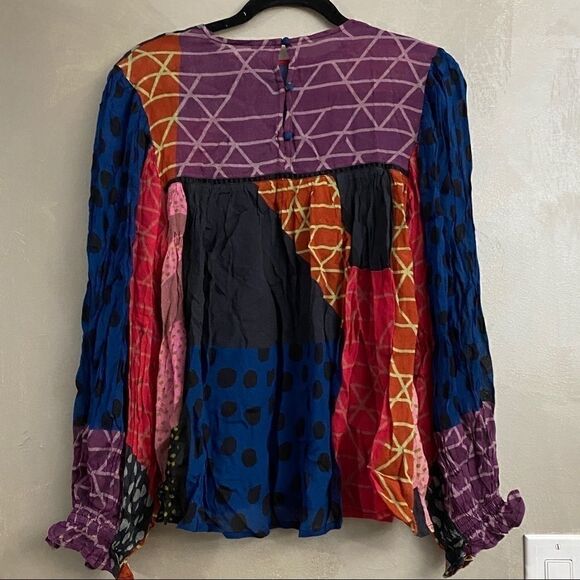 ANTHROPOLOGIE Bl^nk Miranda Blue Peasant Blouse - Picture 3 of 3